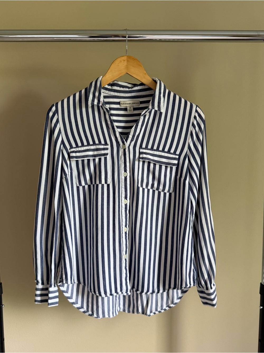 Alexander Jordan Blue & White Striped Button-Up Shirt